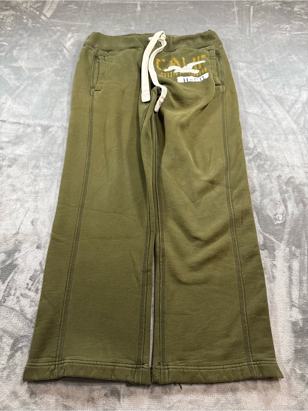Vintage Hollister Sweatpants Baggy Olive Green Embroidered Y2K Size XL